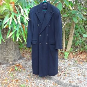 Double breasted black cashmere coat